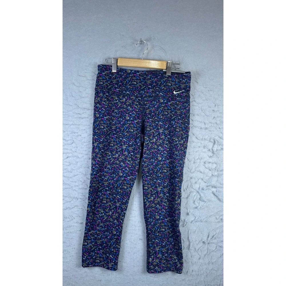 Nike Legend Tight Fit Leggings Womens S Blue Purple New Abstract Print Cropped